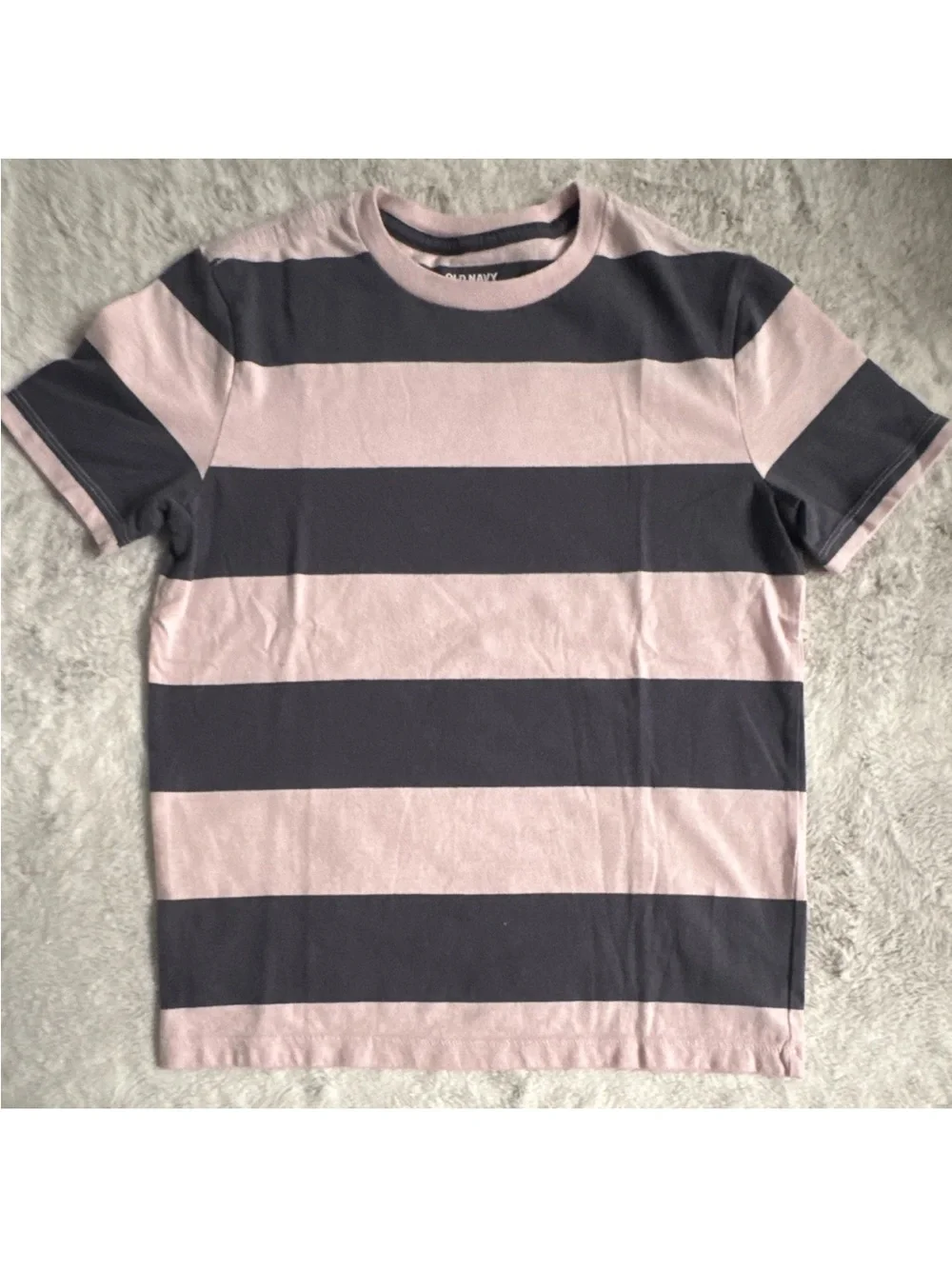 Old Navy Kids Short Sleeve Wide Stripe Tee - Pink & Gray